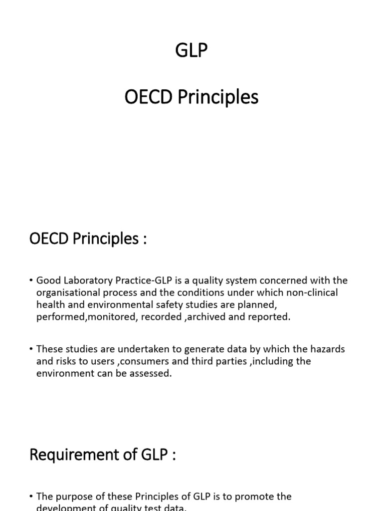 OECD GLP Principles Overview | PDF