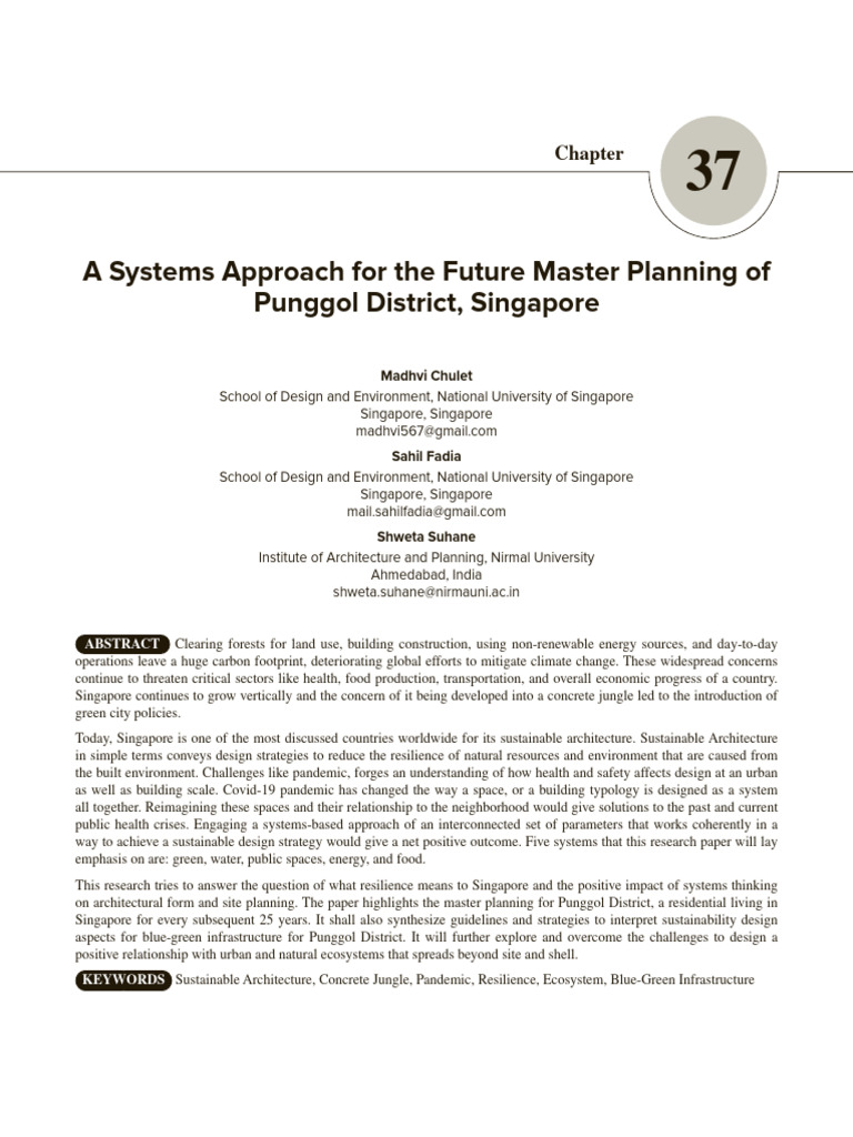A Systems Approach For The Future Master Planning of Punggol District ...