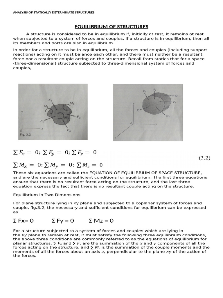 Analysis of Statically Determinate Structures | PDF | Rotation | Force
