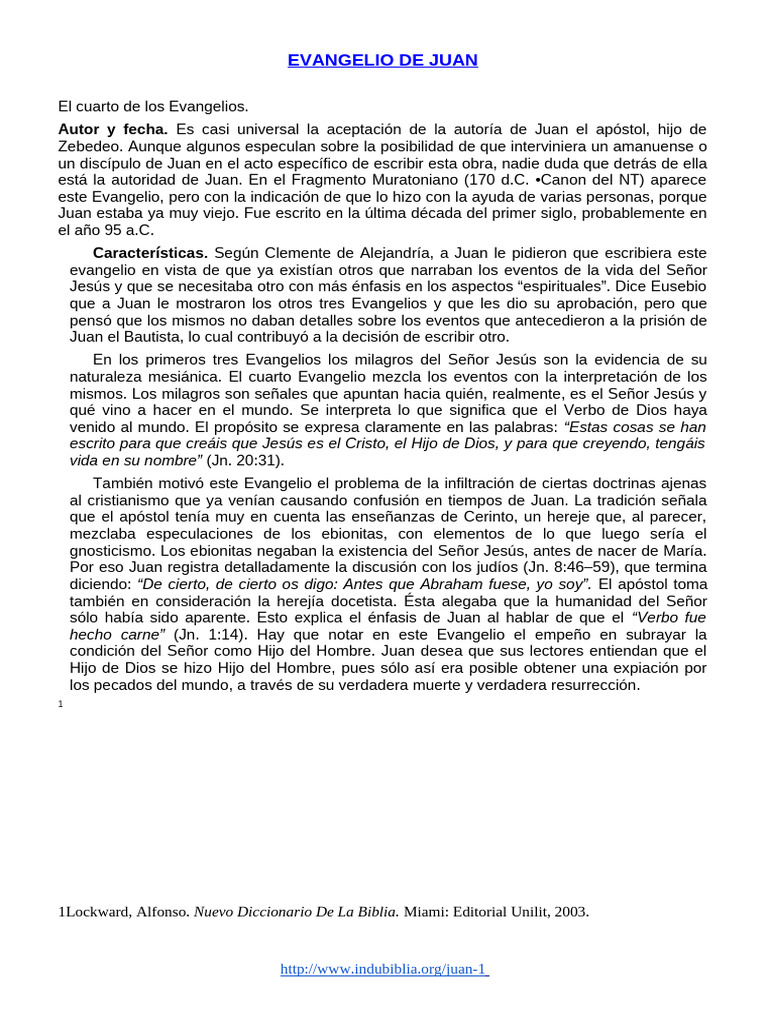 El Evangelio de Juan | PDF | Juan el apóstol | Jesús