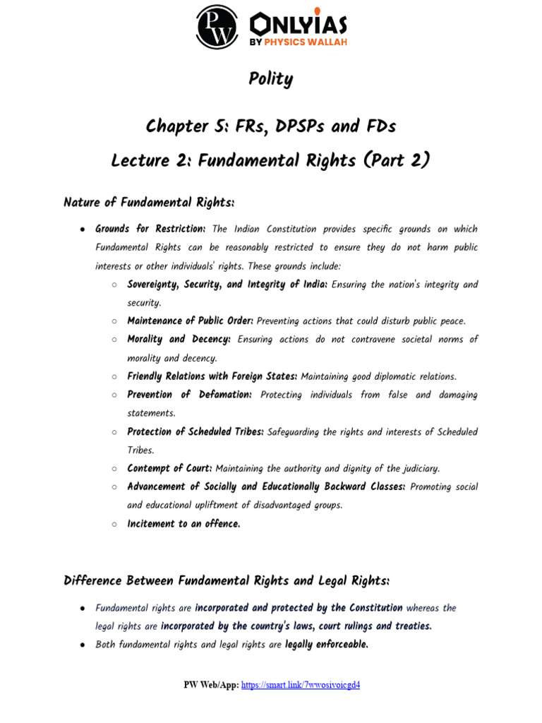 FRS, DPSPs and FDs 02 - Daily Class Notes | PDF | Governance | Justice