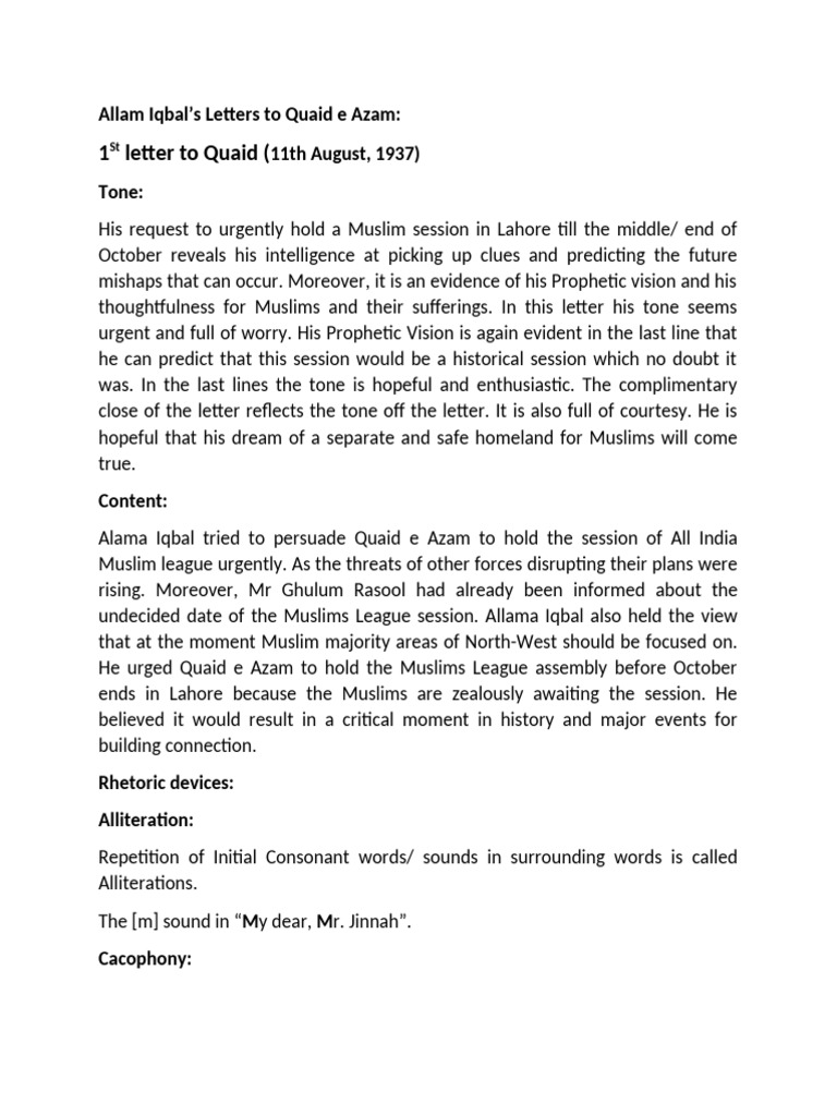 Iqbal's Urgent Letters to Jinnah | PDF | Muhammad Ali Jinnah | All ...