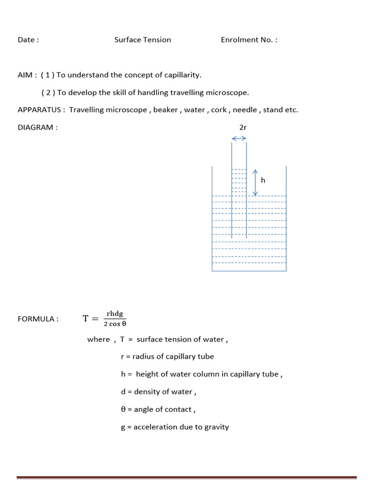 Understanding Surface Tension Experiment | PDF | Surface Tension ...