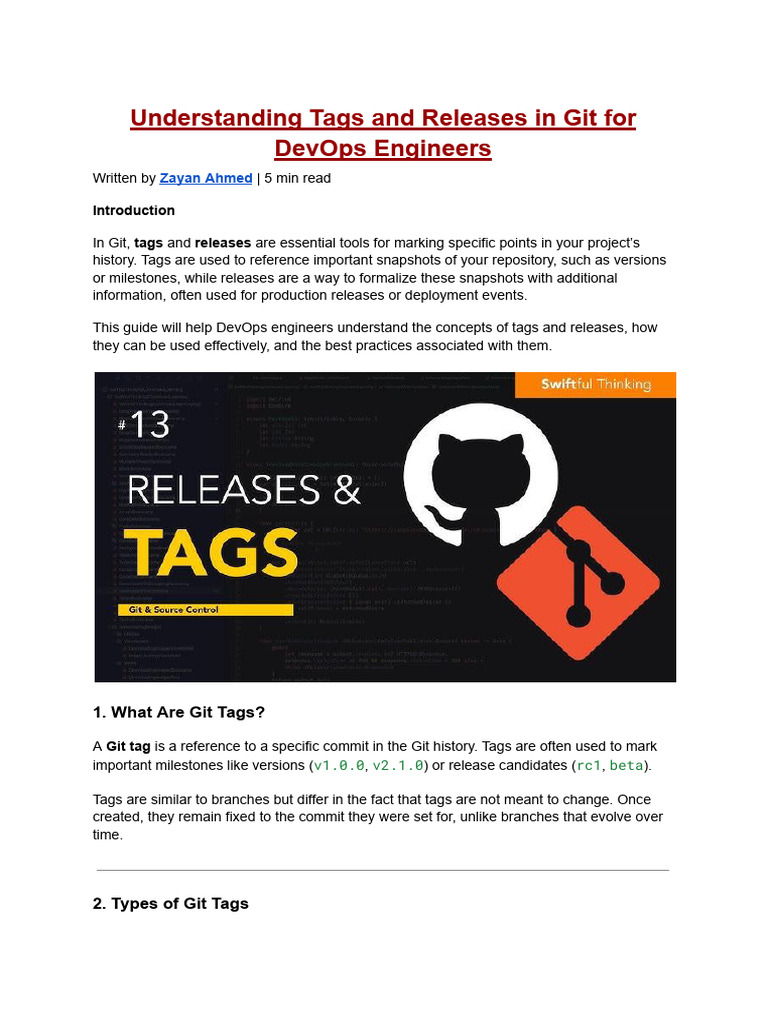 Tags and Releases in Git For DevOps Engineers 1729475900 | PDF | Tag ...