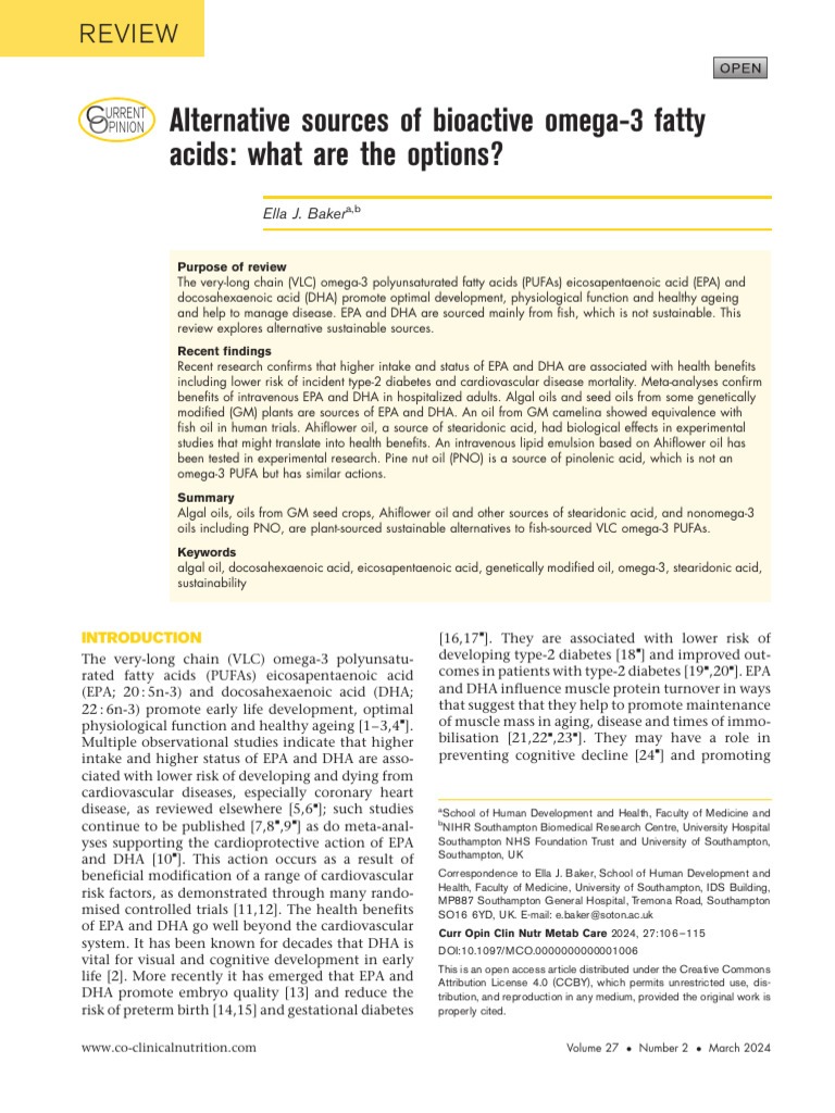 Sustainable Alternatives to Omega-3 Fatty Acids | PDF | Omega 3 Fatty ...