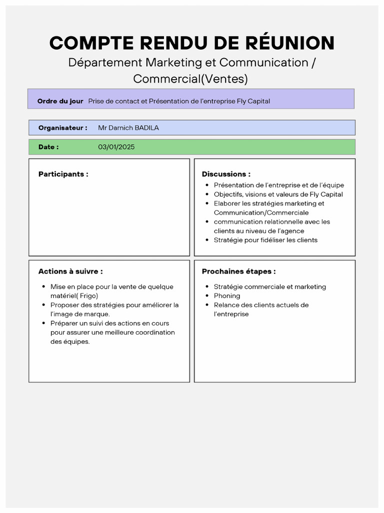 Compte Rendu Réunion Entreprise | PDF