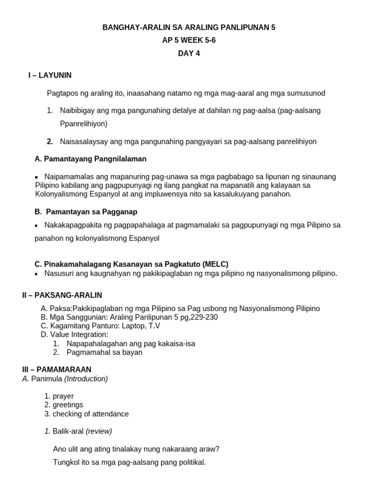 Araling Panlipunan 5 | PDF