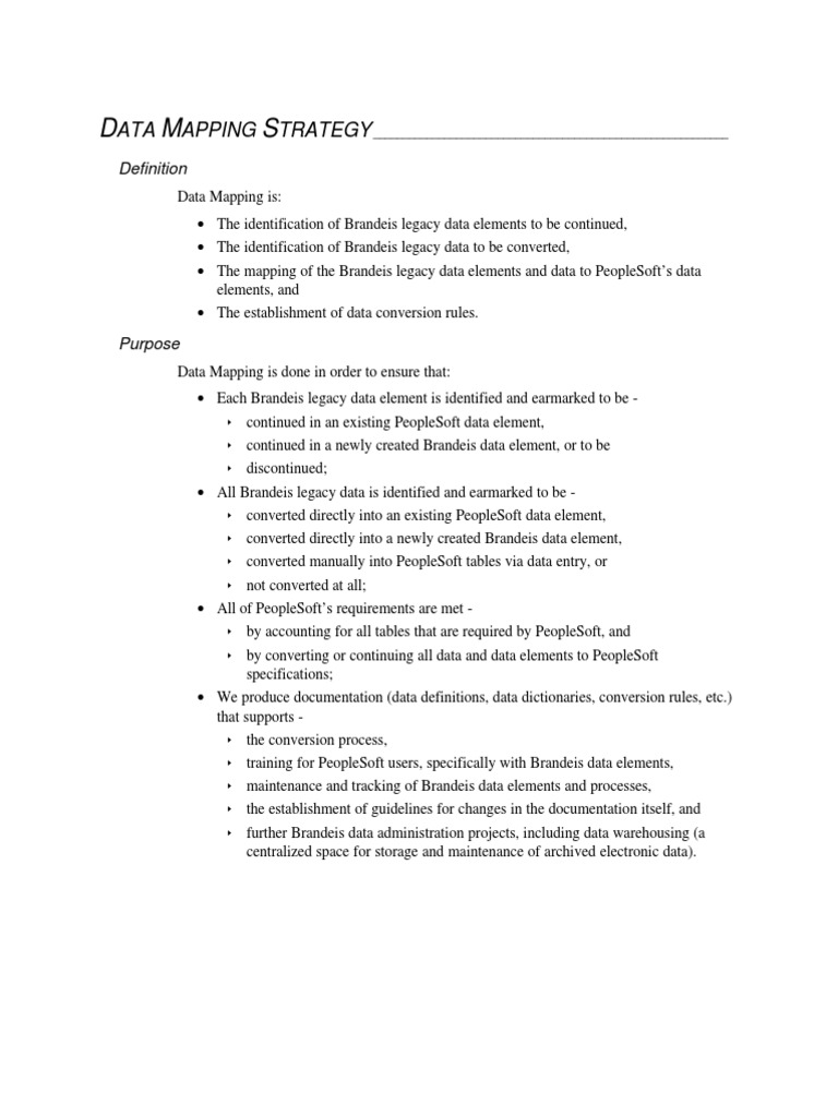 Mapping Legacy Data Elements to PeopleSoft: Brandeis University's Data 