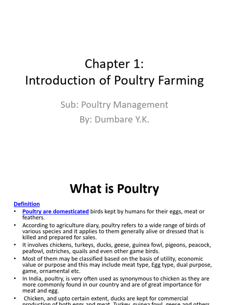 chap_1 | PDF | Poultry | Poultry Farming