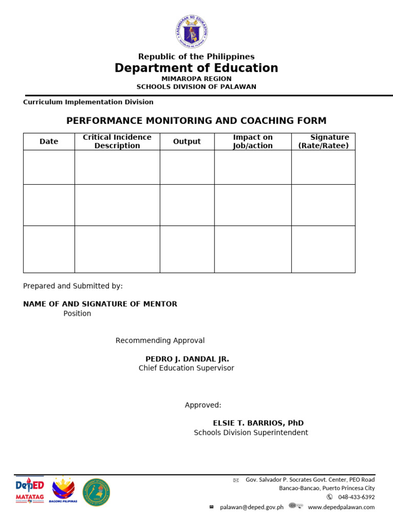 Mentoring and Coaching Form | PDF