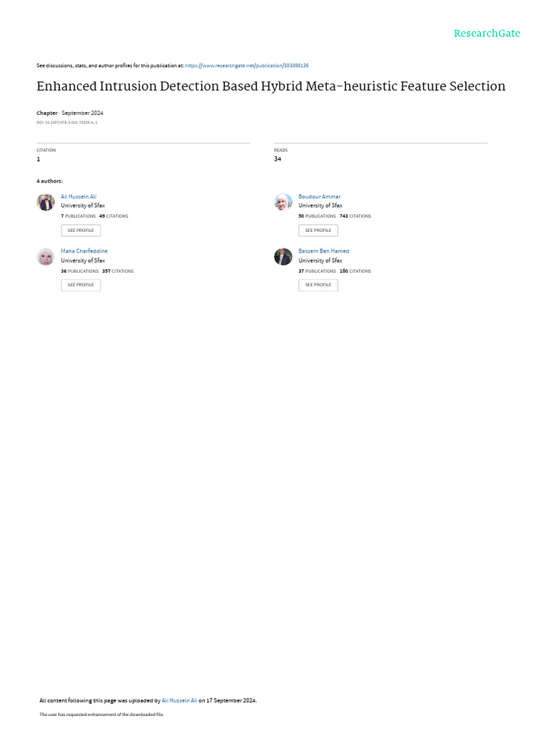Enhanced Intrusion Detection Based Hybrid Meta-Heuristic Feature ...