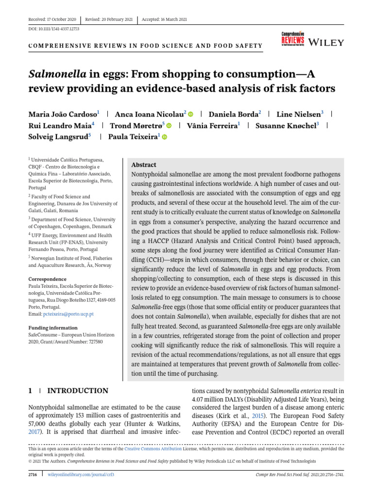 Salmonella in Eggs From Shopping To Consumption-A | PDF | Salmonella ...