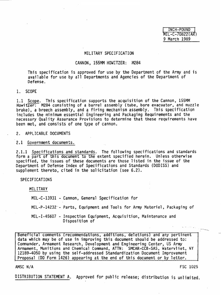 MIL-C-13931: 155MM Howitzer Spec | PDF | Reliability Engineering ...