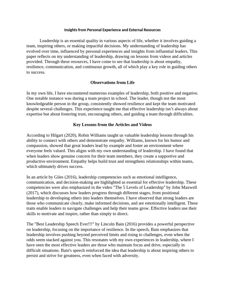 Leadership Insights: Empathy and Growth | PDF | Leadership ...