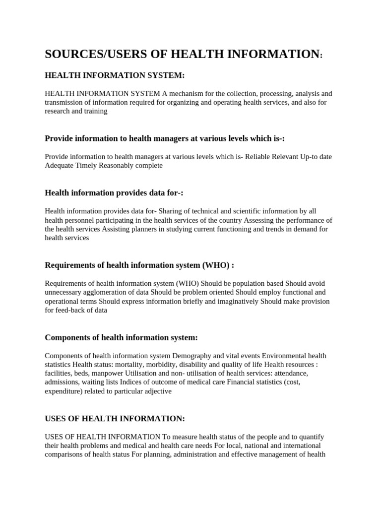 Health Information System Overview | PDF | Census | Epidemiology