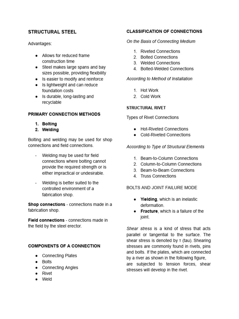 Structural Steel Connection Methods | PDF | Beam (Structure) | Screw