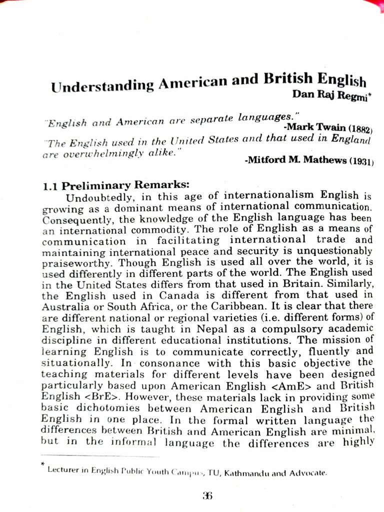 Differences in American and British English | PDF | English Language | Verb