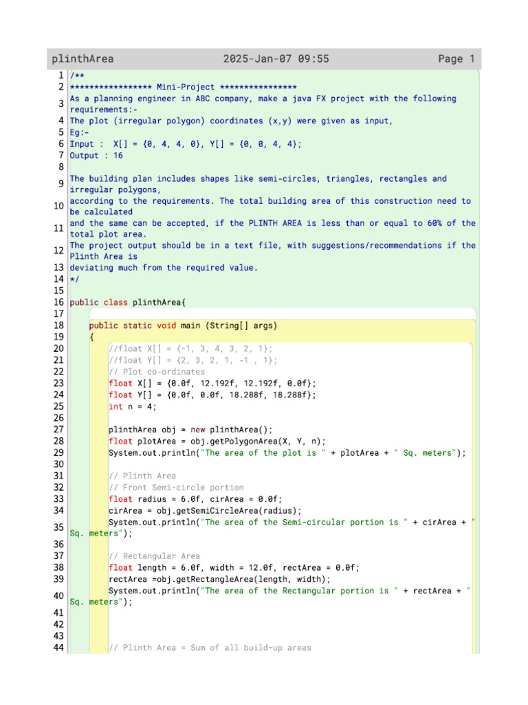 Mini-Project-I 01 PlinthArea A Basic | PDF