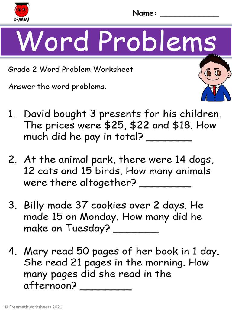 Grade 2 Addition Word Problems Worksheet | PDF