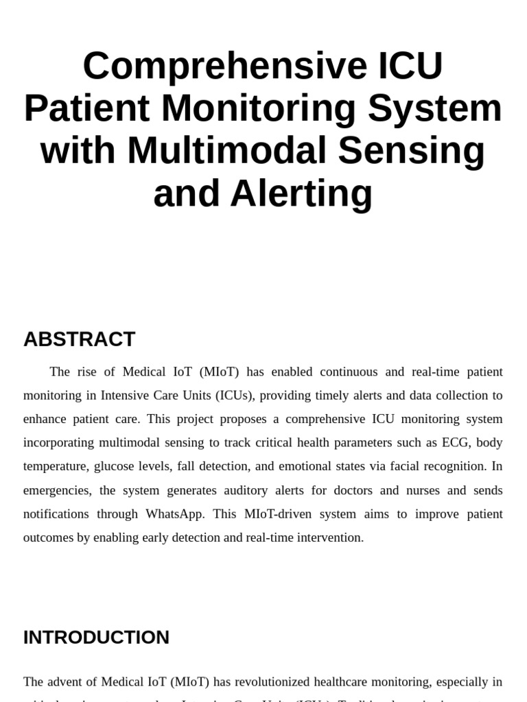 Comprehensive ICU Patient Monitoring System with Multimodal Sensing and ...