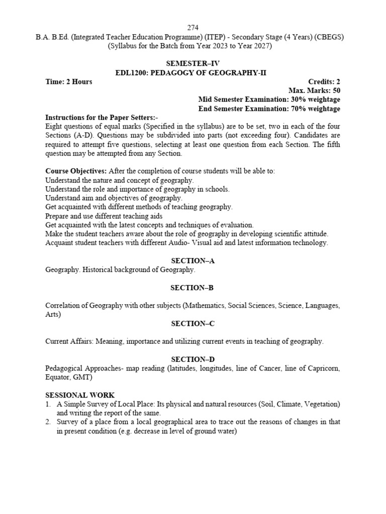 Edl1200 - Pedagogy of Geography-II | PDF | Geography | Pedagogy