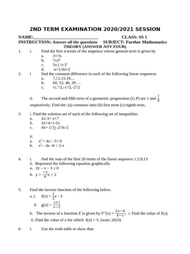 Further Mathematics Exam Questions | PDF | Force | Acceleration