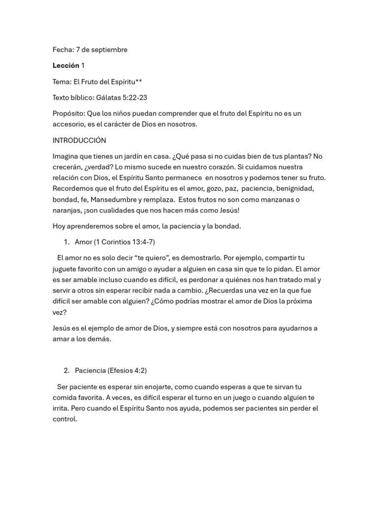 Lección | PDF | Fruto Del Espiritu Santo | Amor