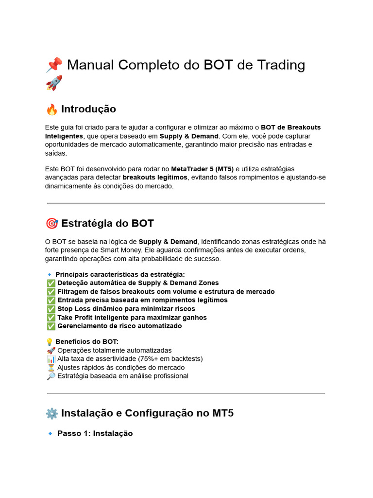 ? Manual Completo Do BOT 2 de Trading ? | PDF | Economia | Mercado ...