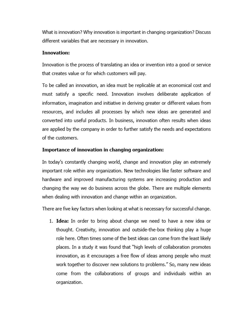 Org mgt | PDF | Innovation | Strategic Management