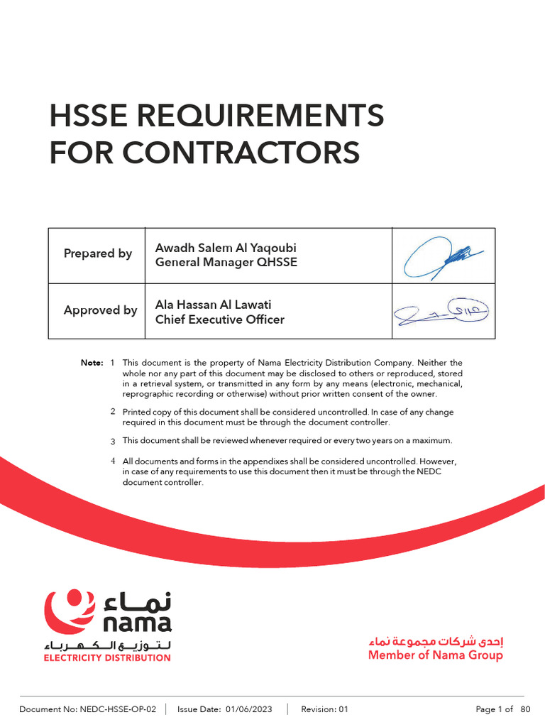 HSSE Requirements for Contractors | PDF | Occupational Safety And ...