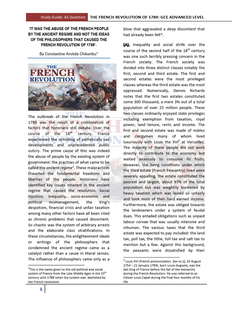 Causes of the French Revolution of 1789 (1) | PDF | French Revolution ...