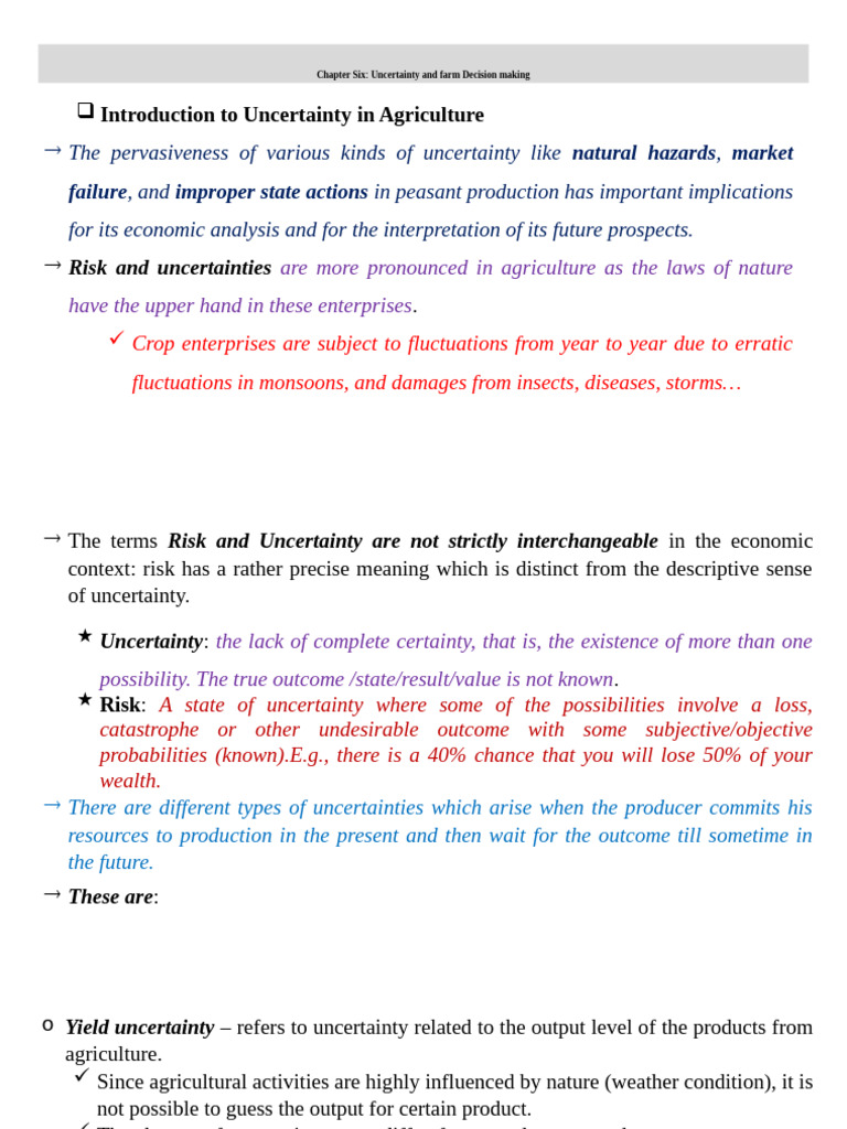 Uncertainty in Farm Decision Making | PDF | Risk | Uncertainty