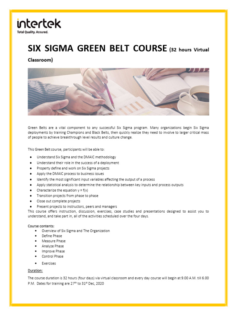 Six Sigma Green Belt Brochure | PDF | Six Sigma