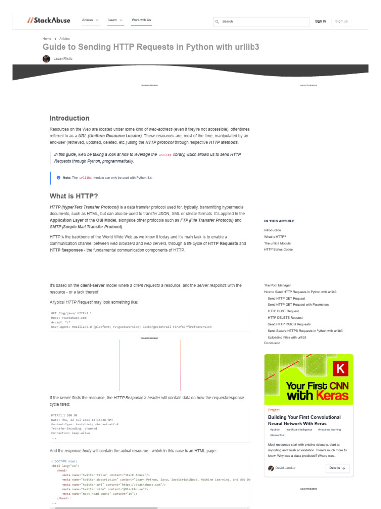 Guide to Sending HTTP Requests in Python With Urllib3-1 | PDF | World ...