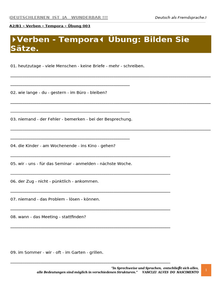 A2b1 Verben Tempora Ubung 003 - 160653 | PDF