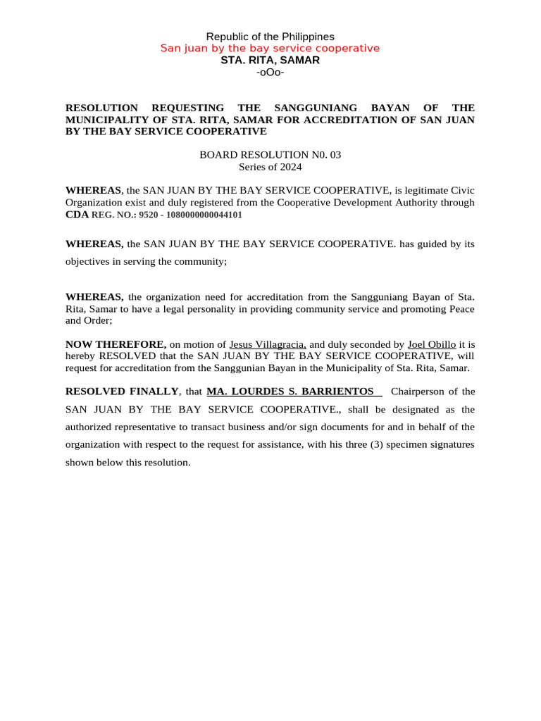 Accreditation Request for Service Cooperative | PDF