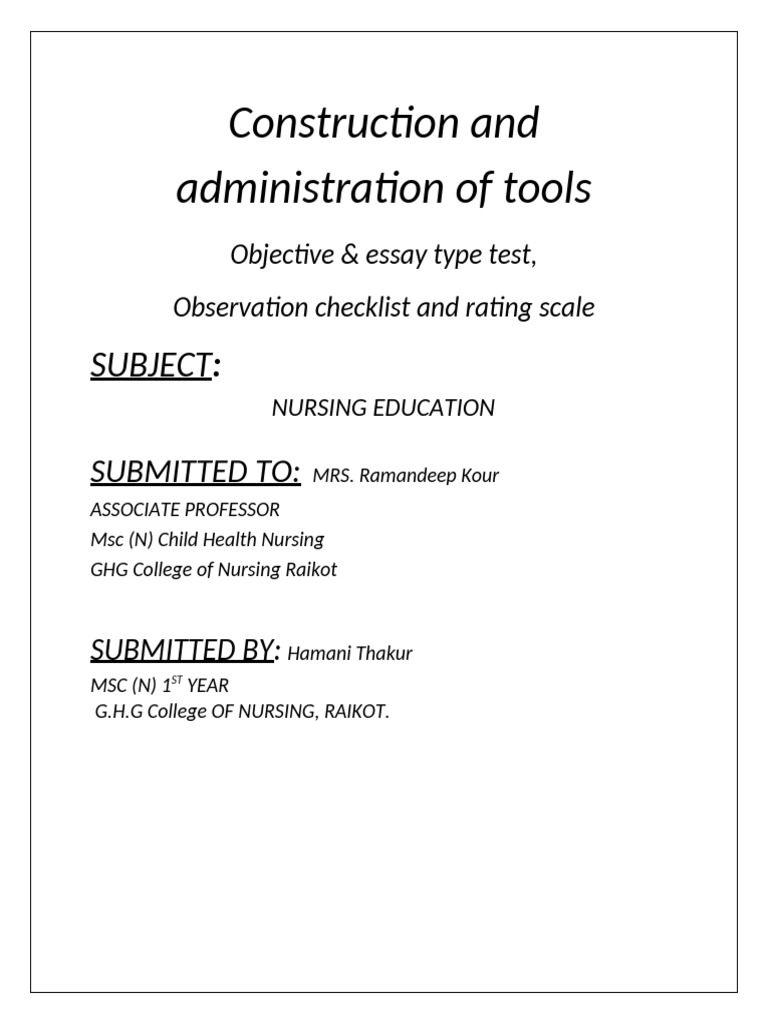 final-objectvie-short-ans-essay-mcq-rating-check-list-1-pdf