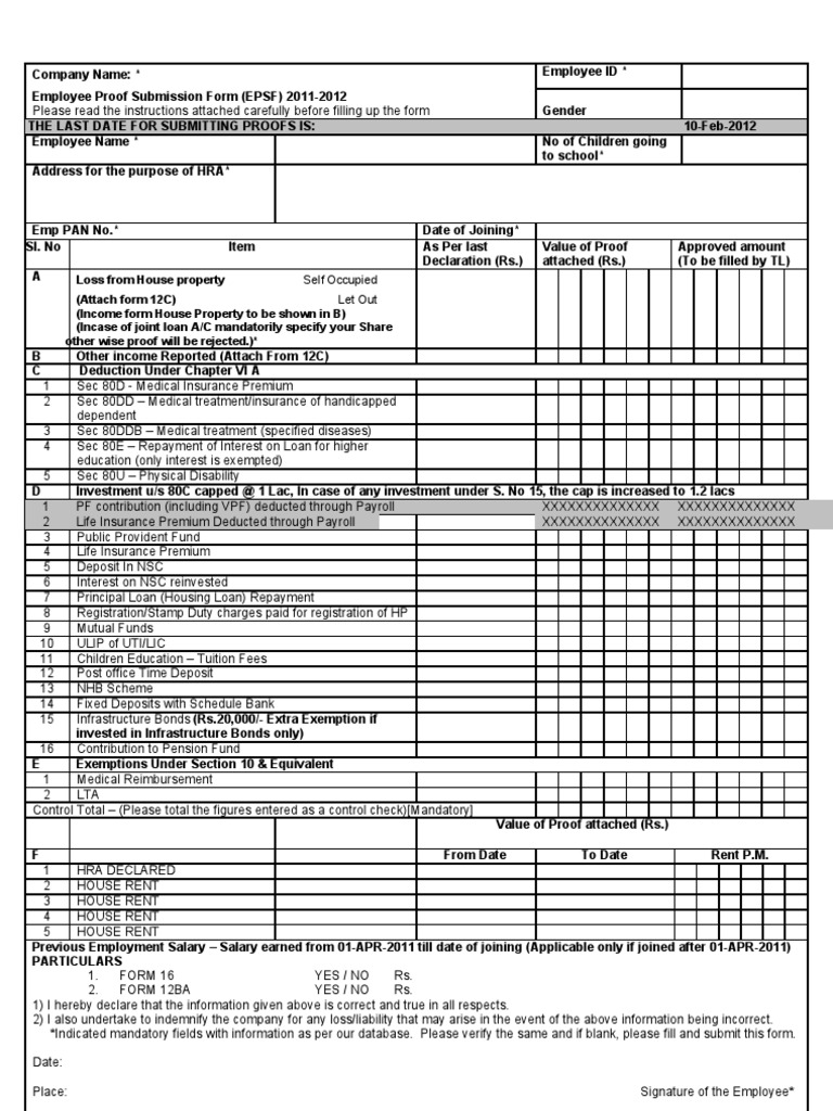 Employee Proof Submission Form 2011-12 | PDF | Business