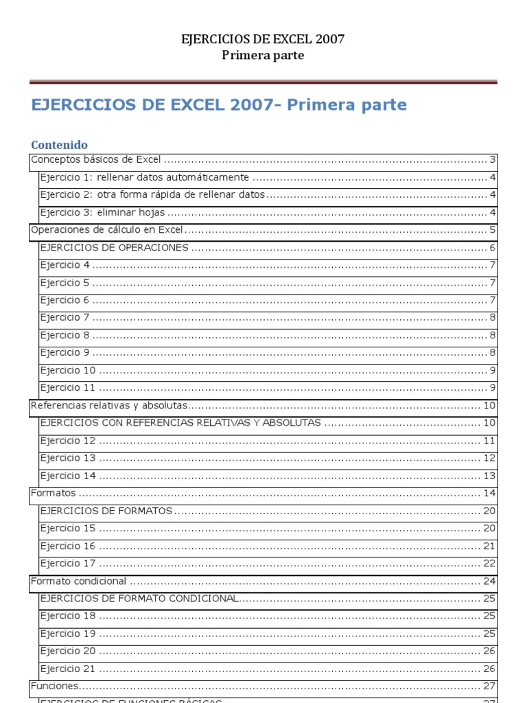Ejercicios Básicos de Excel 2007 | PDF