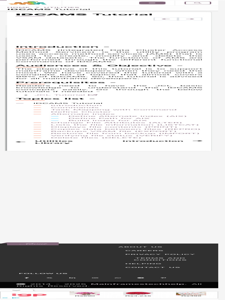 IDCAMS Utility Guide for Mainframe Developers | PDF