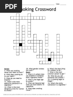 Smoking Awareness Crossword Puzzle