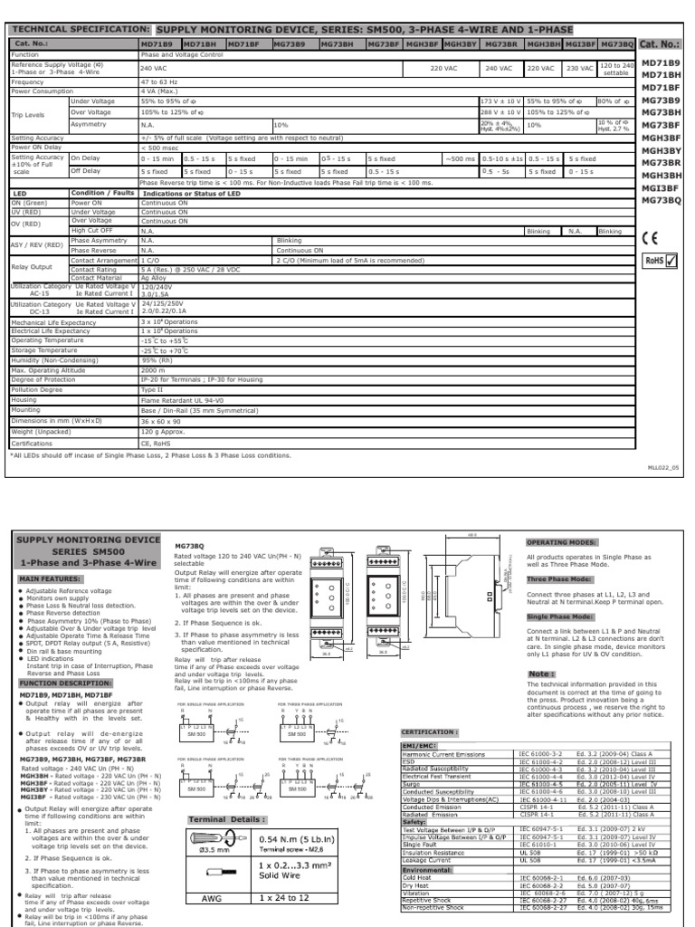 SM500 Supply Monitoring Device Manual | PDF | Alternating Current ...