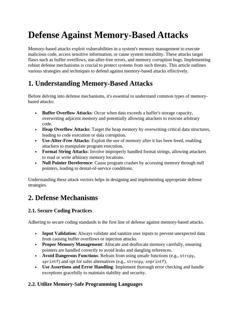Defense Against Memory | PDF | Software Development | Cybercrime