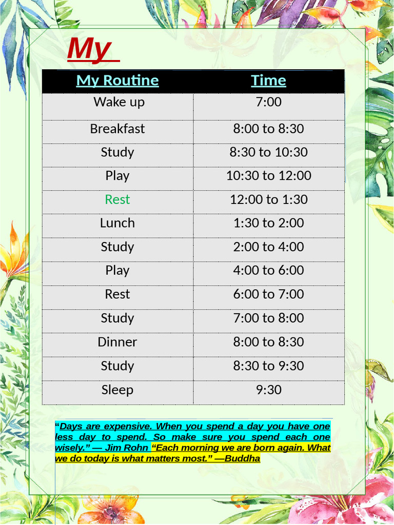 Daily Routine for Students | PDF
