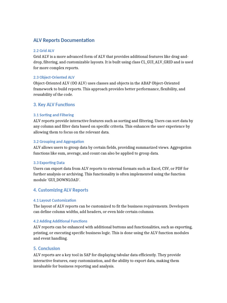 Advanced ALV Reports Guide | PDF