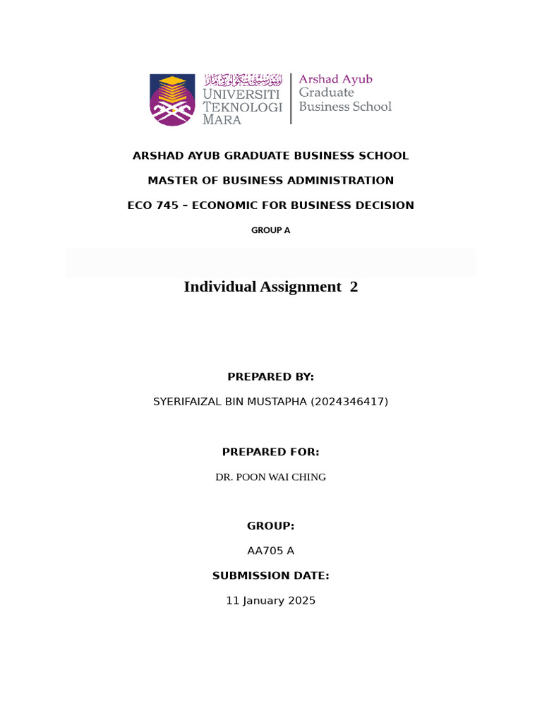 Individual Assignment 2 - (Syerifaizal) 2024346417.rev00 | PDF | Demand ...
