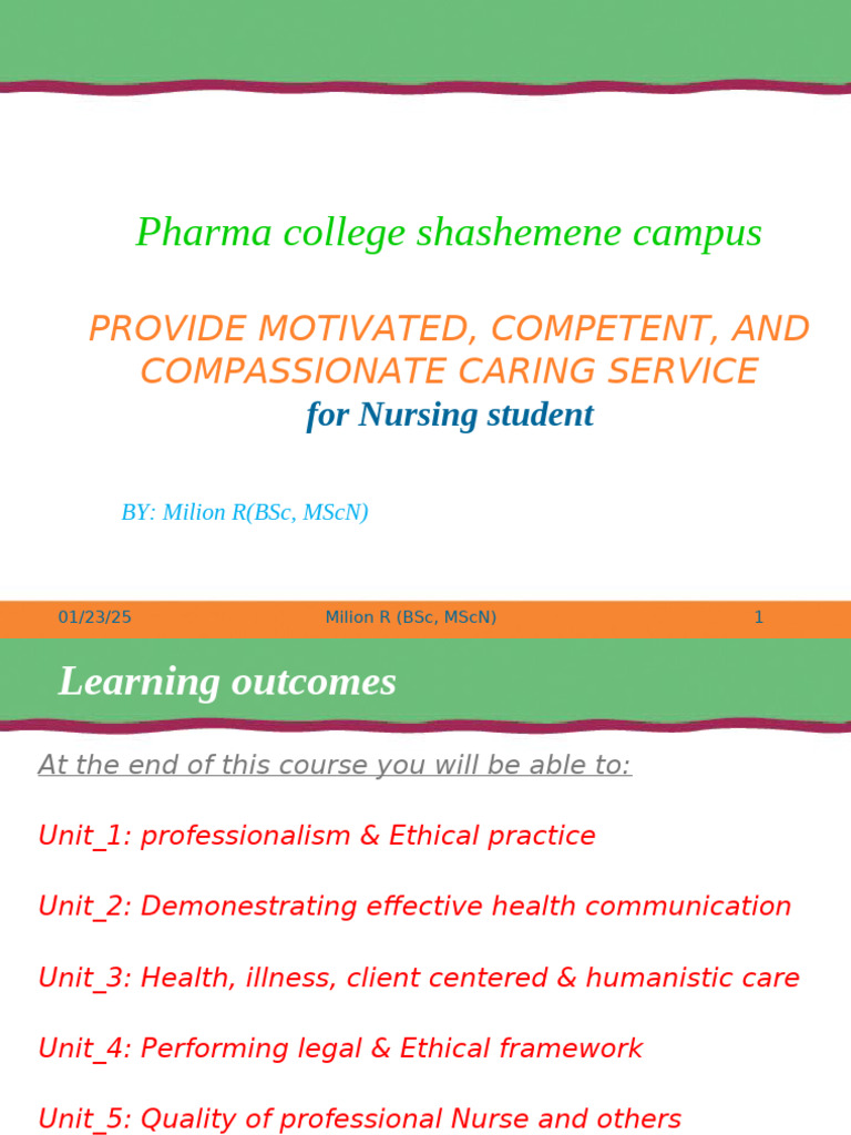 Nursing Course: Professionalism & Care | PDF