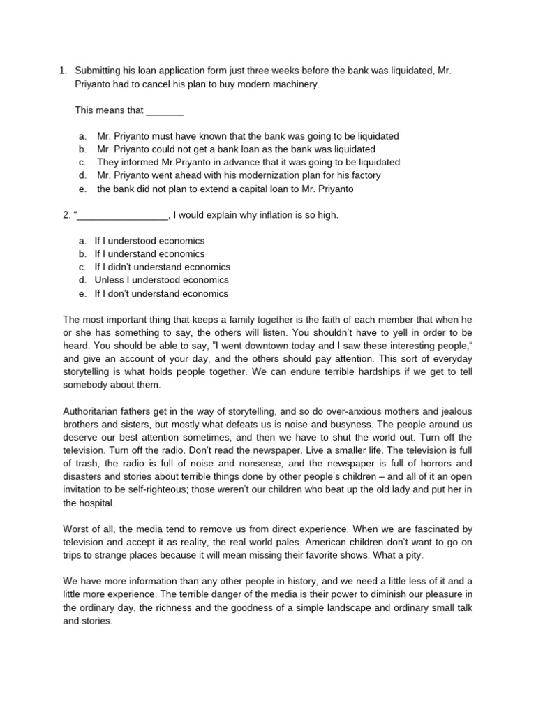 Latihan Utbk Week 1 Pdf Traffic Word