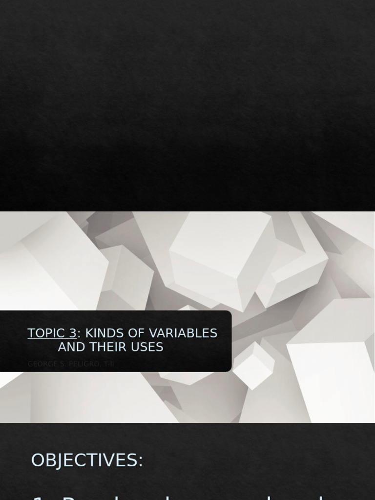 Topic 1.3. Kinds of Variables | PDF | Dependent And Independent ...