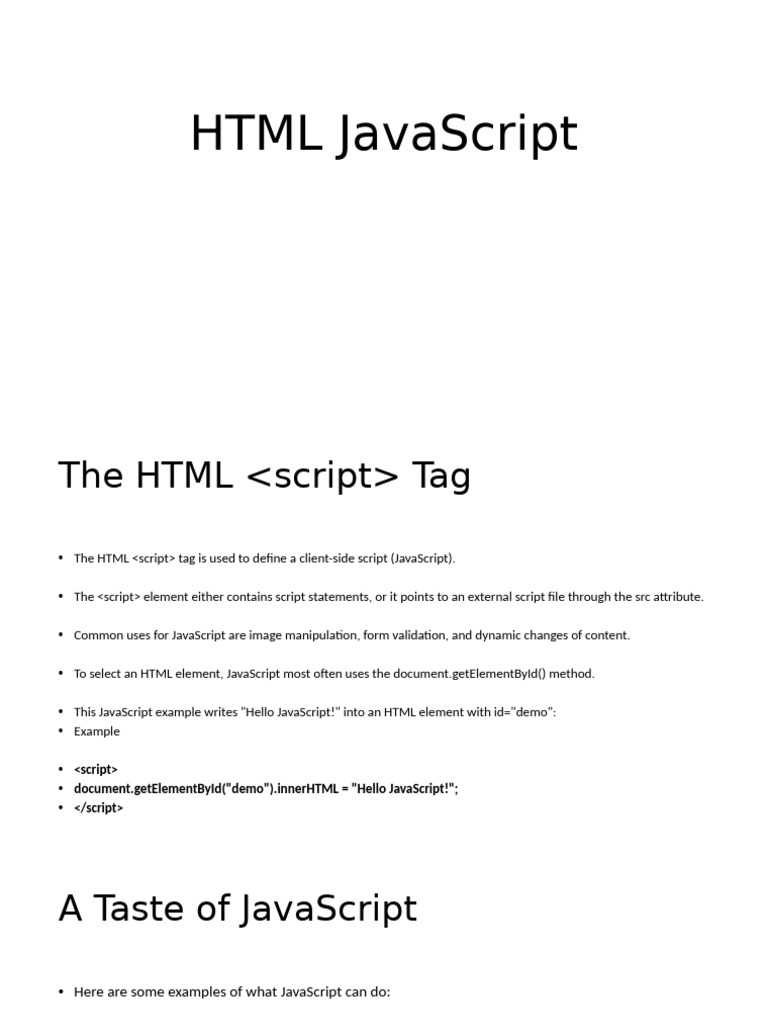Javascript in HTML | PDF